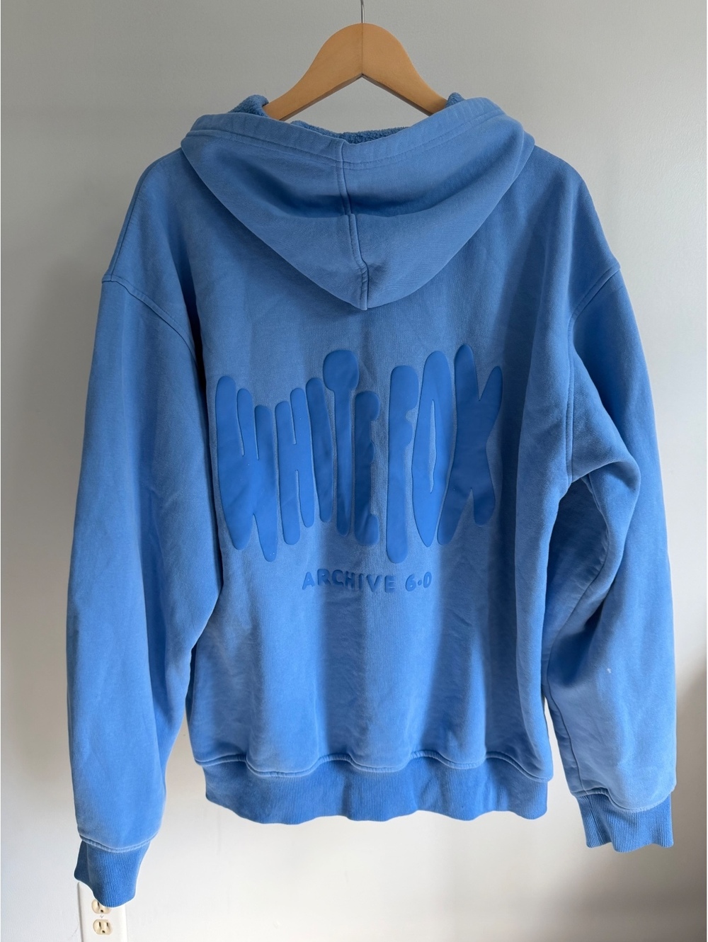 White Fox Archive 6.0 Oversized Hoodie Blue L/XL Fleece Pullover Sweatshirt